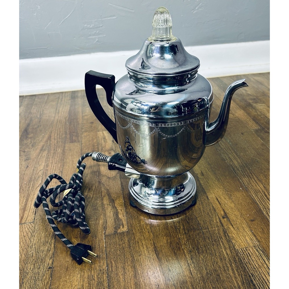 Vintage Farberware Model 208 ornate handle Coffee Percolator No Inside Basket